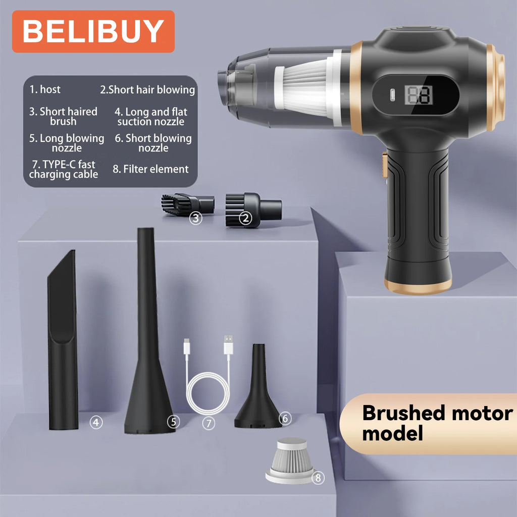 High-Power USB Rechargeable Vacuum Cleaner for Home and Automotive Use with Strong Suction for Carpets and Upholstery