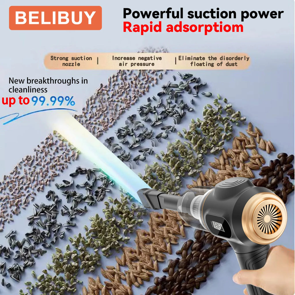 High-Power USB Rechargeable Vacuum Cleaner for Home and Automotive Use with Strong Suction for Carpets and Upholstery