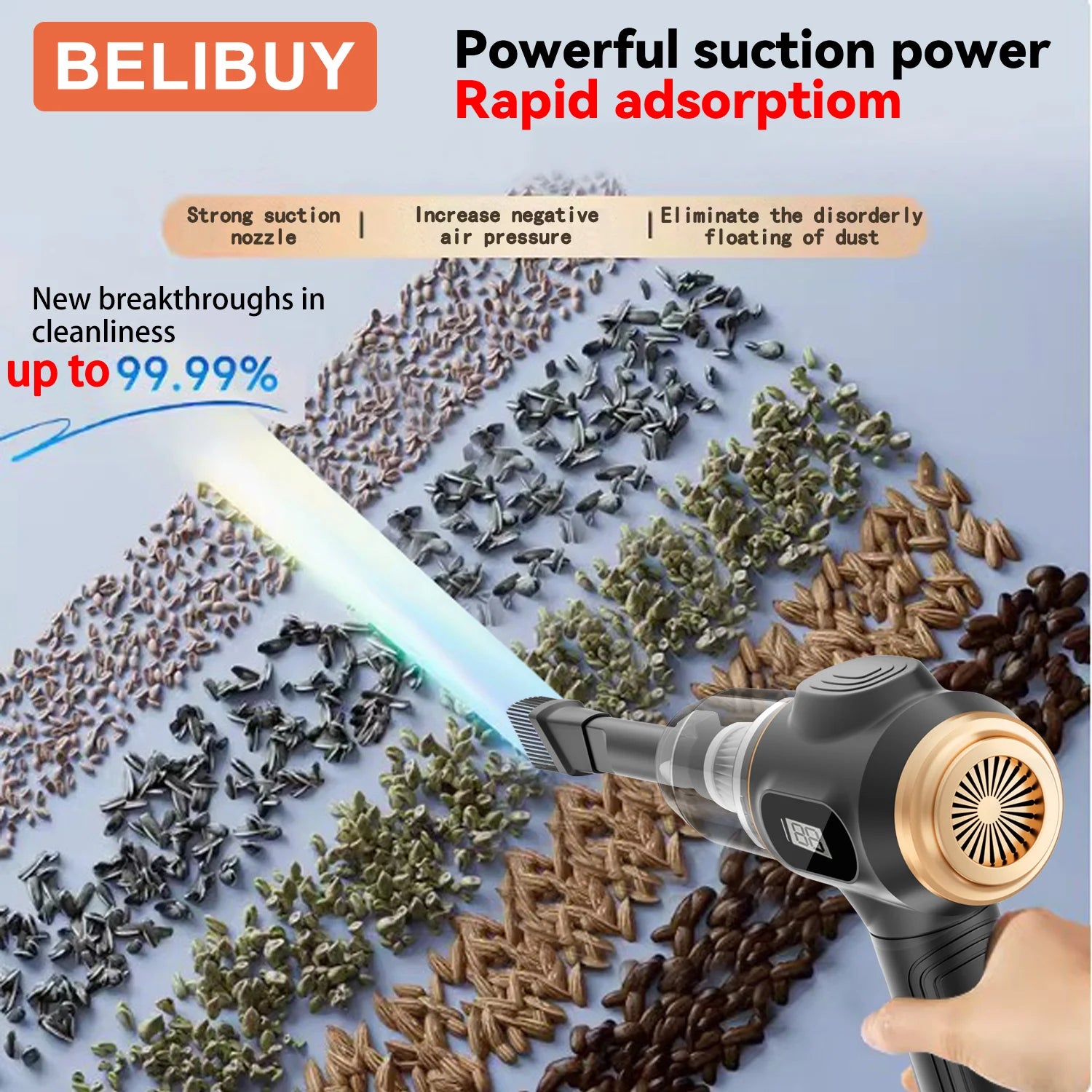 High-Power USB Rechargeable Vacuum Cleaner for Home and Automotive Use with Strong Suction for Carpets and Upholstery