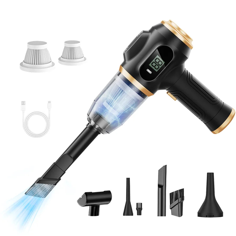High-Power USB Rechargeable Vacuum Cleaner for Home and Automotive Use with Strong Suction for Carpets and Upholstery